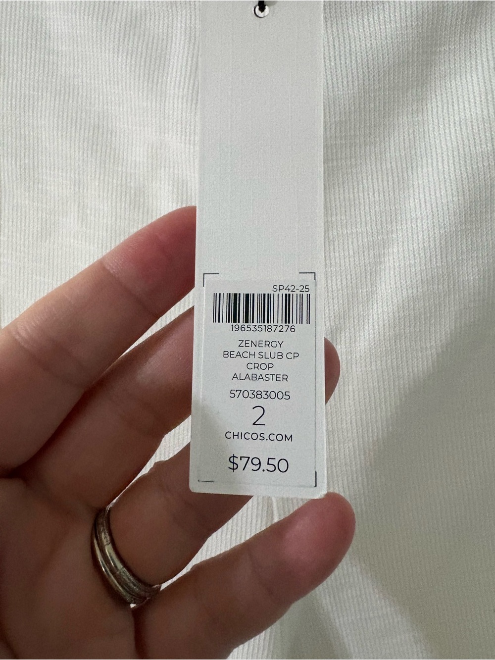Chicos Beach Slub Crop Pants in Alabaster Size 12 NWT - Picture 3 of 4